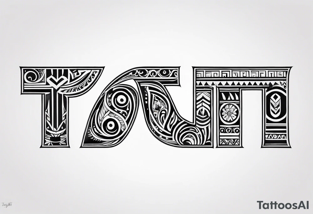 write the word 'TOYLET' in tribal letters tattoo idea