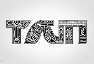 write the word 'TOYLET' in tribal letters tattoo idea
