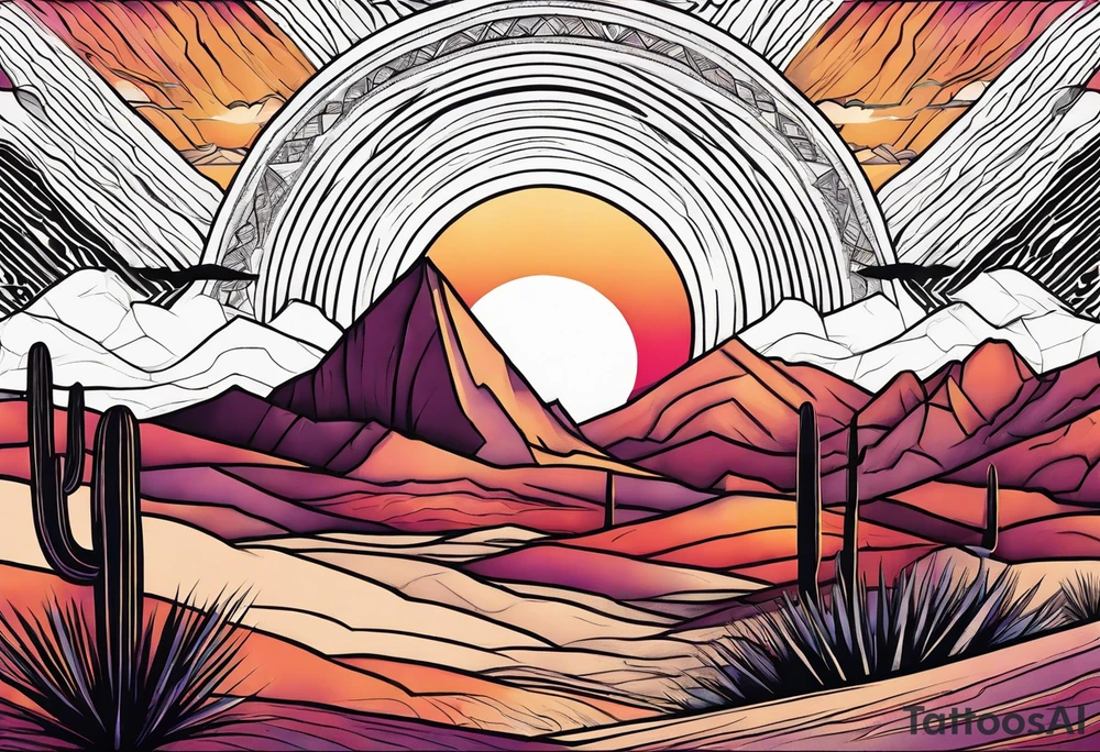 Desert sunset tattoo idea