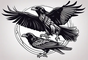 raven dad and osprey mother raising a family tattoo idea