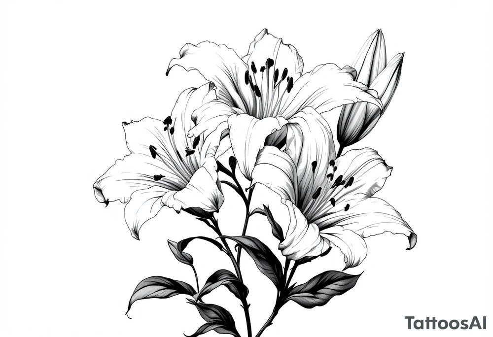 White lillies that lol like an antique etching tattoo idea