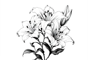 White lillies that lol like an antique etching tattoo idea