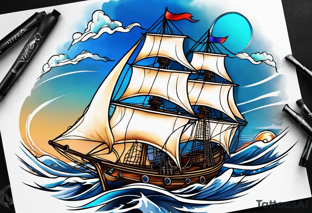 Sail boat tattoo idea