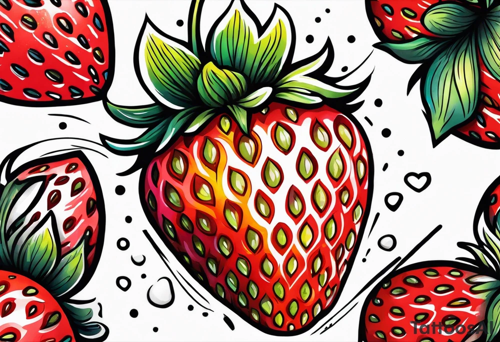 Graffiti Rainbow Strawberry tattoo idea