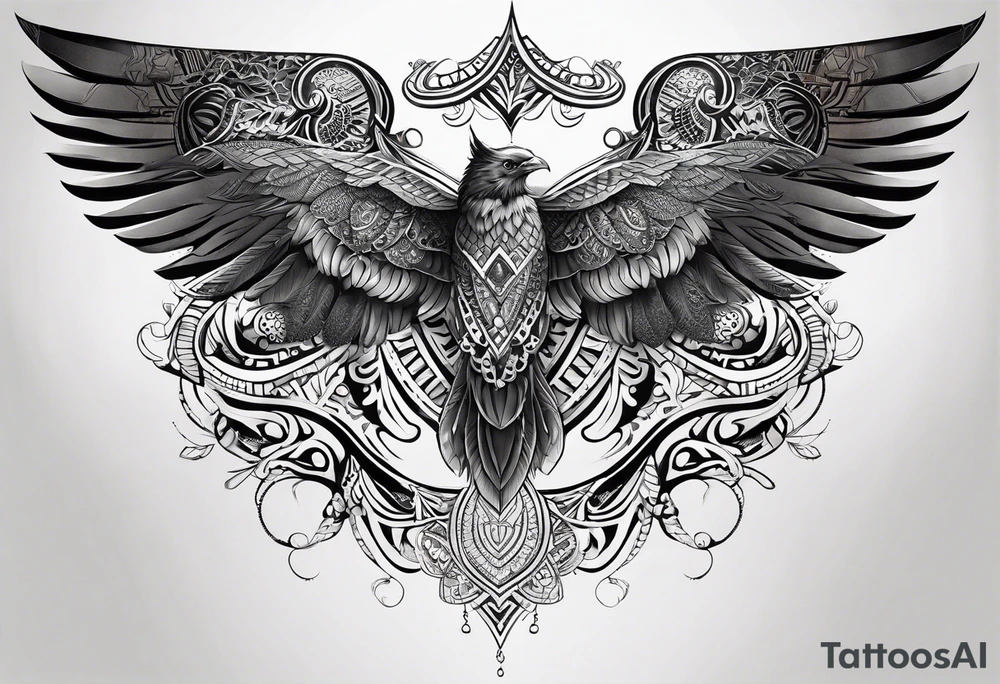 wings sleeve with filigree and african tribal patterns tattoo idea wings sleeve with filigree and african tribal patterns tattoo idea