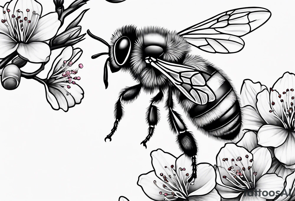 Honeybee and cherry blossom tattoo idea