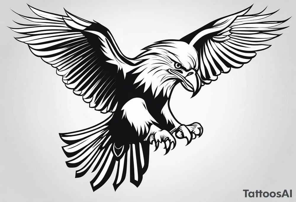 eagle full body fly down vector tattoo idea