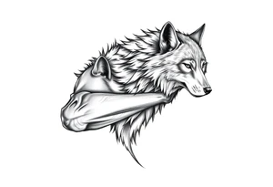 mongolian grey wolf tattoo idea