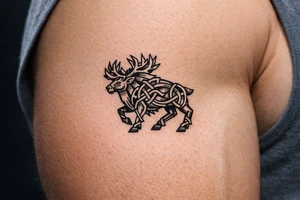 Caribou in Norse knot work open line concept mammen style stipple shading tattoo idea