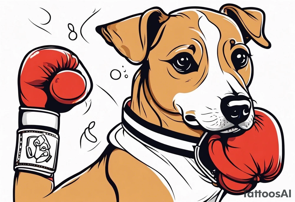 Cute Dog with boxing gloves, boxing coach tattoo idea