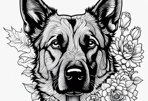 Clouds flowers and and an German Shepard/australian cattle mix dog tattoo idea