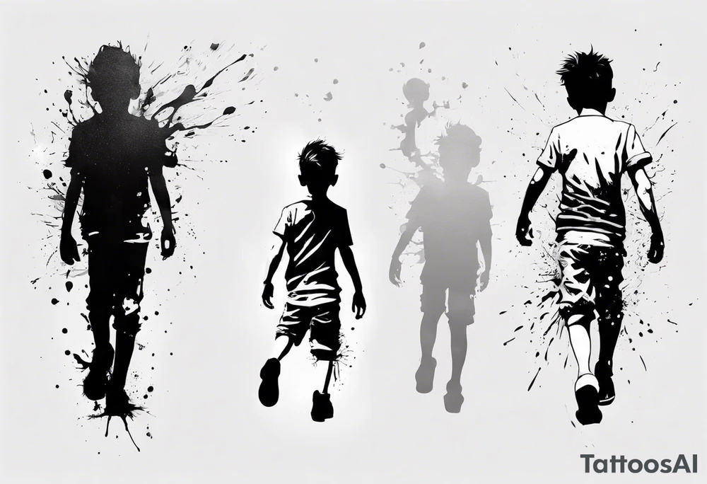 Paint splash forming a lost boy walking alone tattoo idea Paint splash forming a lost boy walking alone tattoo idea