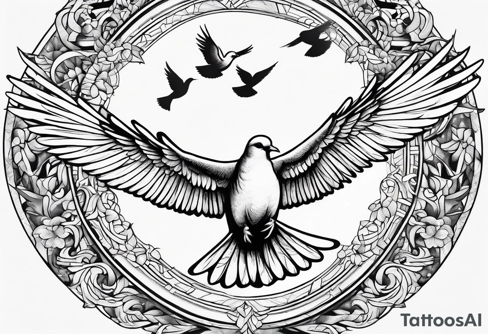 Dove flying horizontally tattoo idea