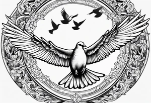 Dove flying horizontally tattoo idea