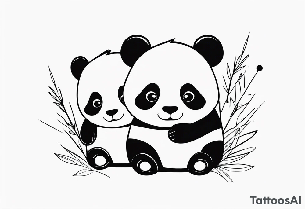 cute panda pair tattoo idea
