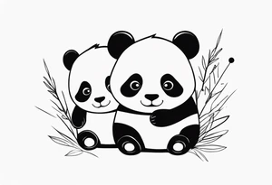 cute panda pair tattoo idea