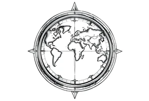 compass with world map tattoo idea