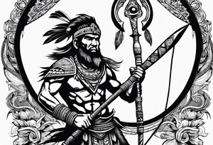 Abe odyssey as a tribal warrior with a spear tattoo idea