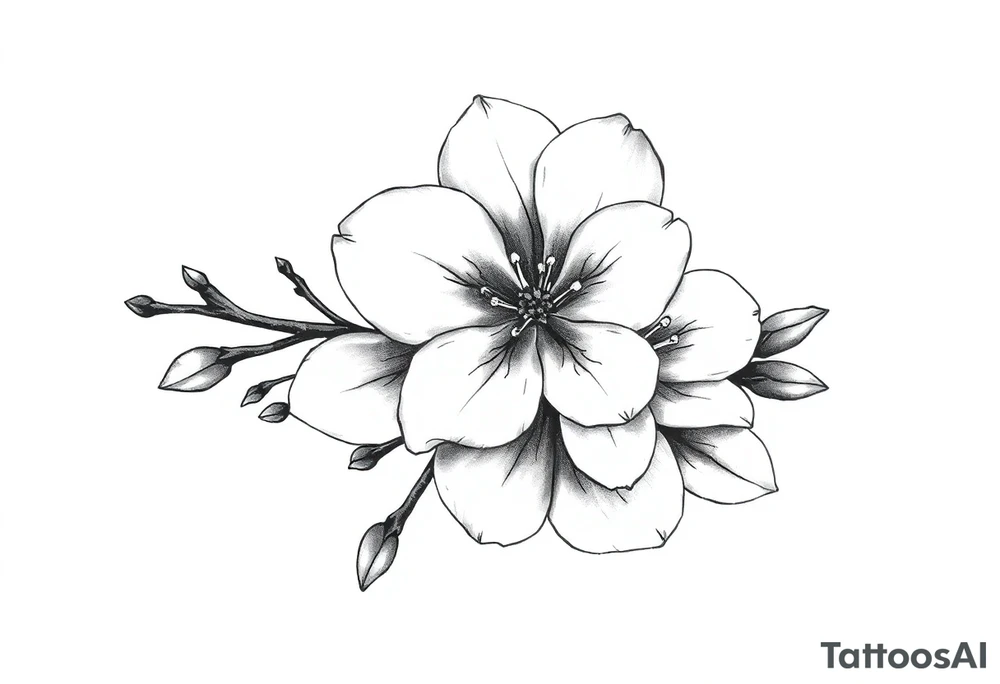 Cherry blossom with round petals tattoo idea
