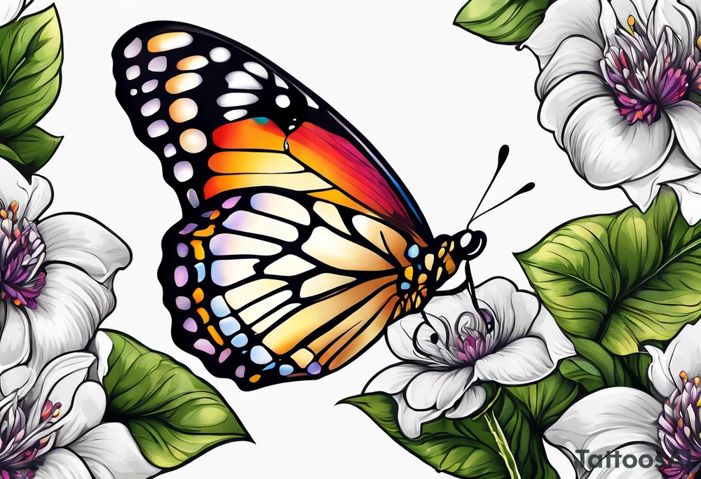animal butterfly , flower tattoo idea
