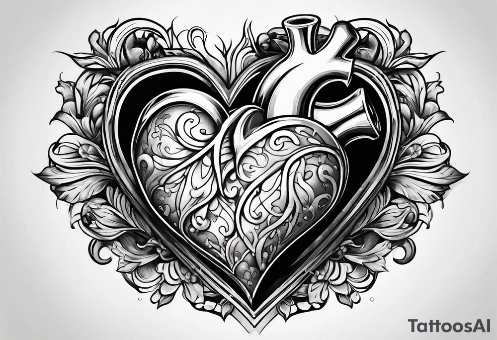 heart with 4 wheels in it tattoo idea