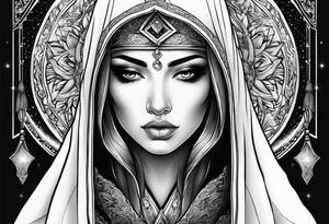 Praying woman in cloak tattoo idea