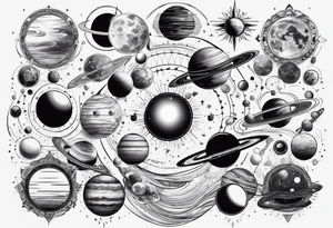 solar system, on spine tattoo idea