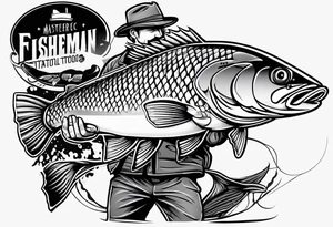 fisherman fishing full body simple drawing tattoo idea
