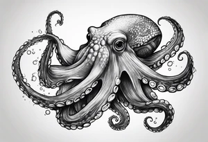 Octopus squeezing to death a black marlin tattoo idea
