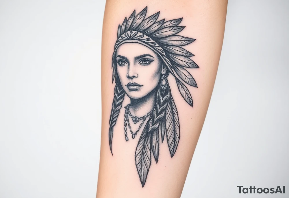 Female Native American woman tattoo idea