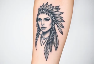 Female Native American woman tattoo idea