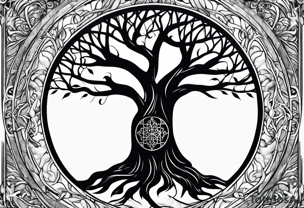 Gondor tree with Jedi symbol tattoo idea