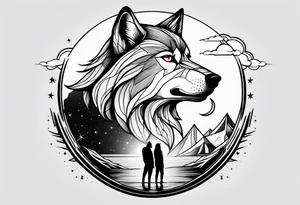 The letters T.R.K. and wolf howling at the moon tattoo idea