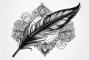 pen arrow peacock feather tattoo idea