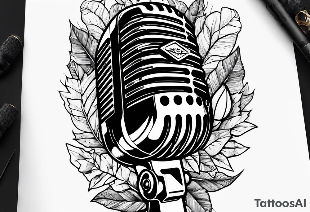 A microphone in nature tattoo idea