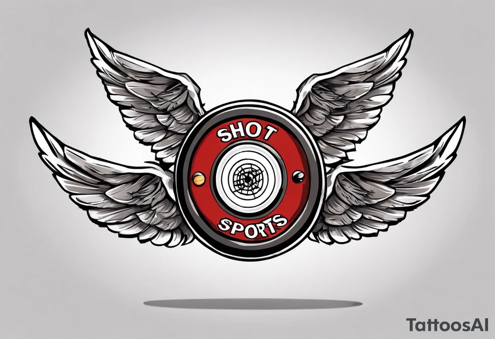 hockey puck with wings that says "SHOT SPORTS" tattoo idea