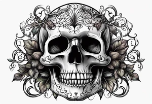 skull with vines growing out of its head tattoo idea