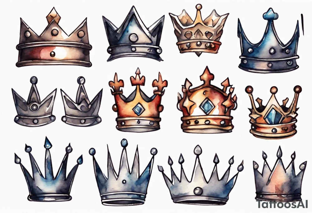 a watercolor of a simple iron crown tattoo idea