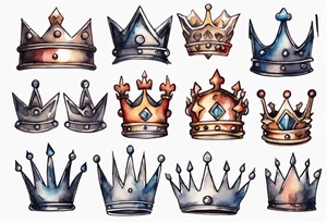 a watercolor of a simple iron crown tattoo idea