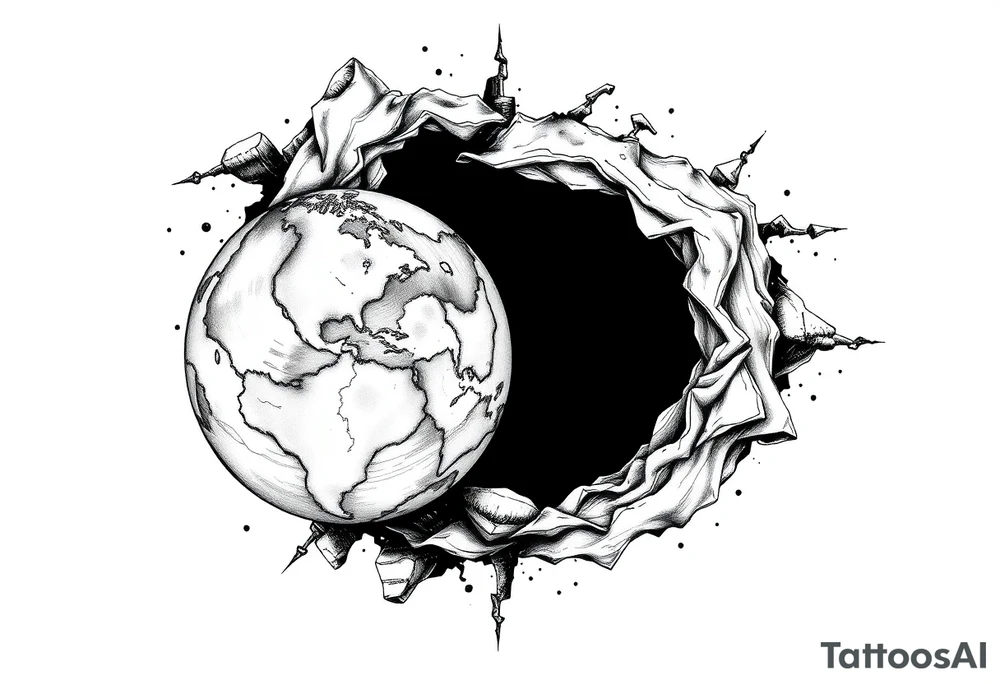 2 different worlds on both sides of a black hole tattoo idea