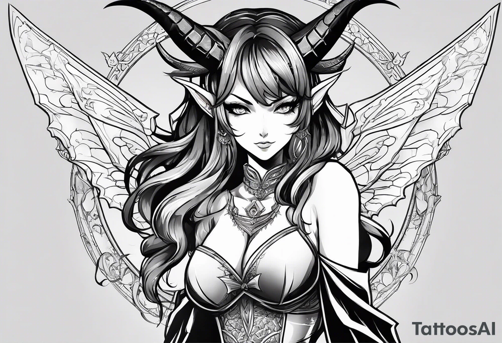 Anime Succubus with a mischievous look tattoo idea