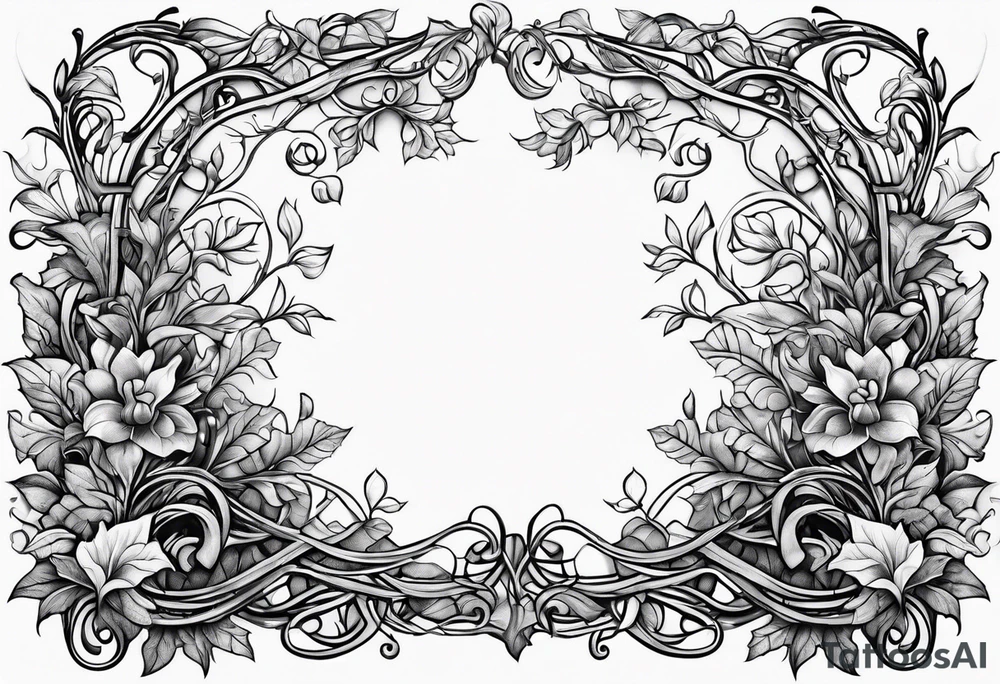 stone road over leafy vines tattoo idea