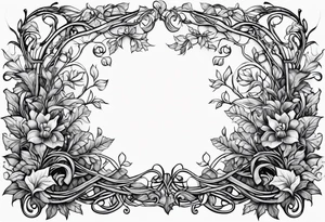 stone road over leafy vines tattoo idea
