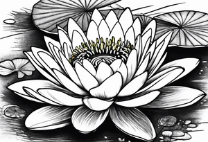 Water Lilly and aster flowers tattoo idea