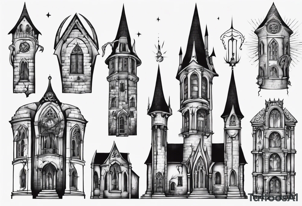 Gothic building tattoo idea