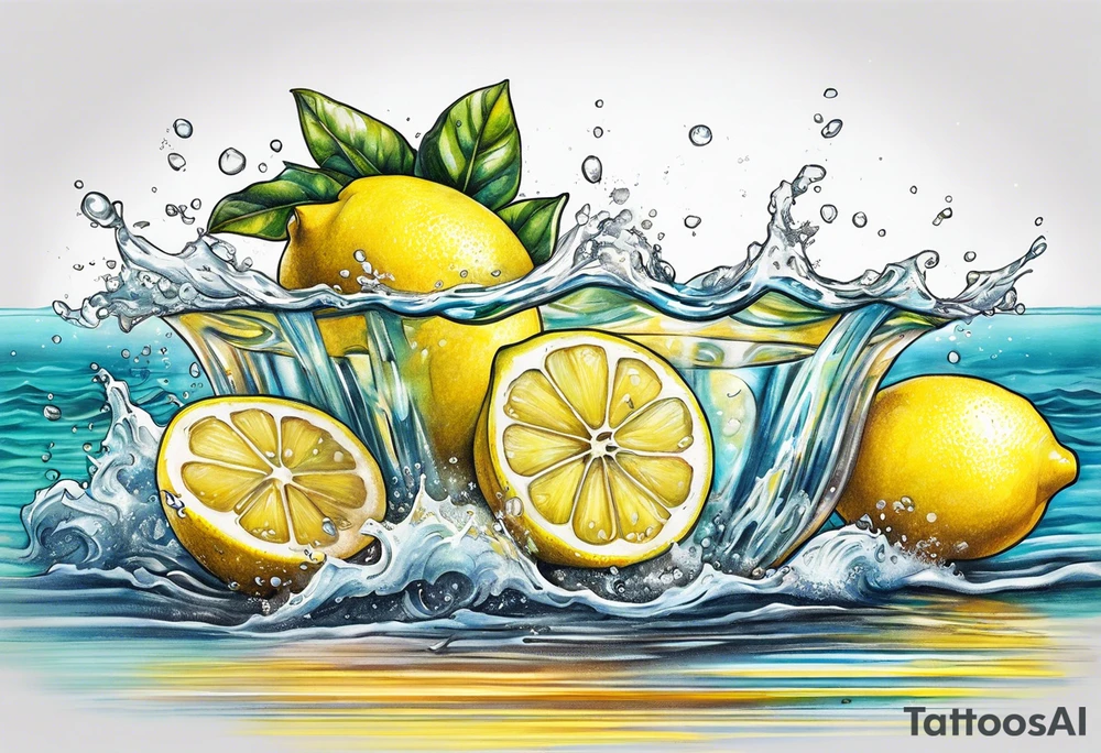 A lemon floats on the ocean tattoo idea