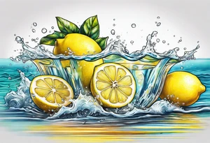 A lemon floats on the ocean tattoo idea