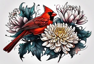 Chrysanthemum and cardinal tattoo idea