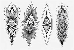 full arm tattoo. scary pointy leaves combined with geometric shapes. whole arm tattoo idea