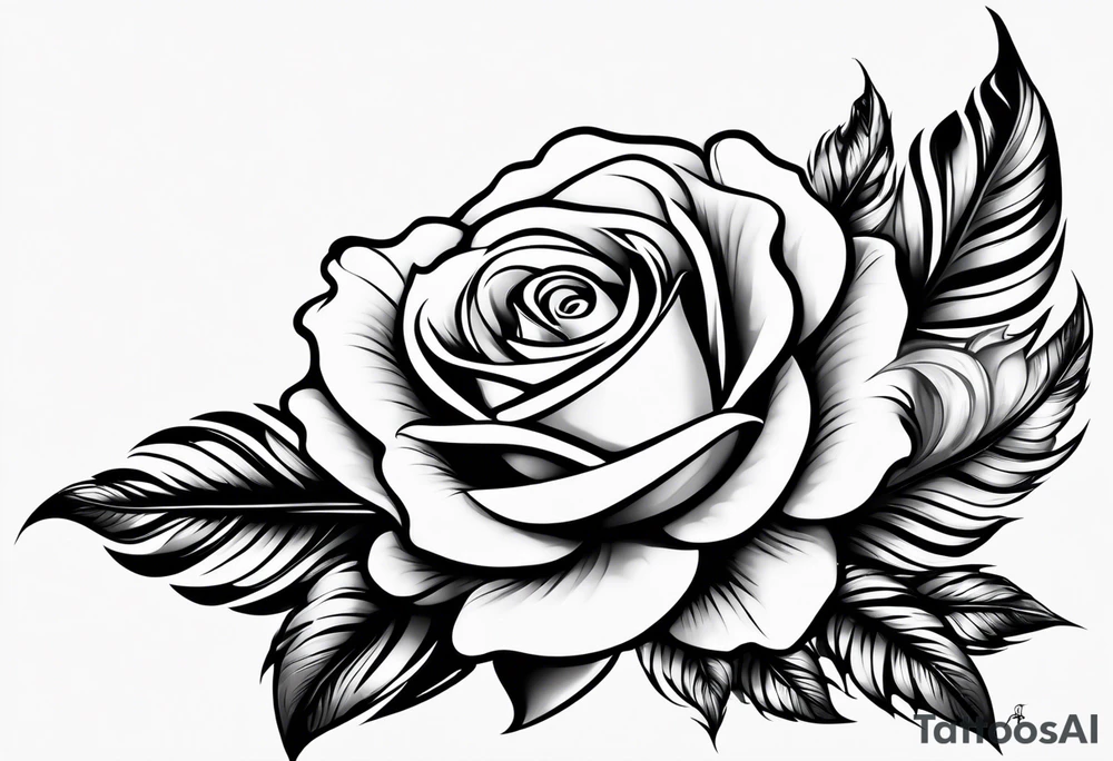 fore arm tattoo
a feather including a stylish rose with first name Isa encrypted tattoo idea